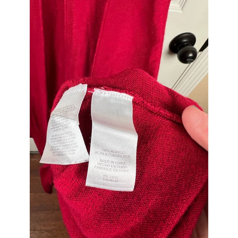 Classic Red Jones New York Sweater Dress Medium Shawl Collar‎ Knit - Picture 4 of 9